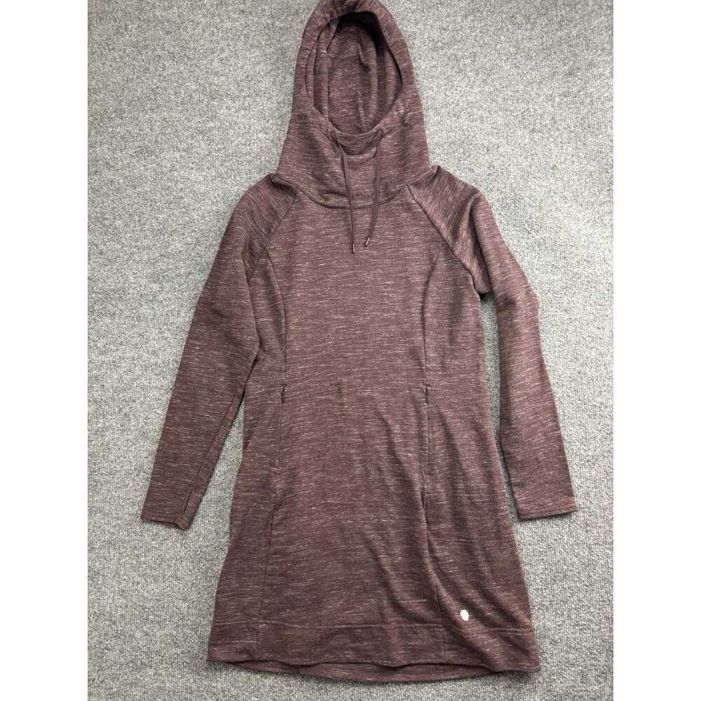 Kuhl Sweater Dress Womens Medium Purple Hooded Cowl Neck Long Sleeve Knit Casual